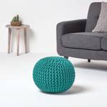 Runder Strickpouf 100% Baumwolle Grün