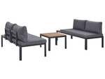 Lounge Set PIENZA 3-tlg Schwarz - Braun - Grau - Kunststoff - 238 x 76 x 168 cm