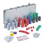 Pokerkoffer mit 500 Chips Silber - Metall - Kunststoff - 57 x 26 x 7 cm