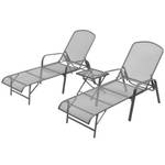 Sonnenliege (2er Set) 42727 Grau - Metall - 66 x 103 x 183 cm