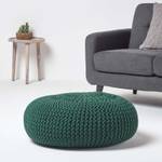 Großer Strickpouf 100% Baumwolle Dunkelgrün