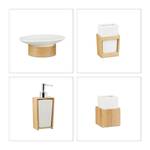 Accessoires salle bain bambou céramique Marron - Argenté - Blanc - Bambou - Céramique - 14 x 20 x 10 cm