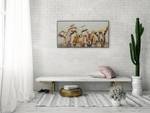 Bild handgemalt Neugierige Ziegenbande Braun - Weiß - Massivholz - Textil - 100 x 50 x 4 cm