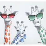 Tableau girafes à lunettes 120 x 60 cm Textile - 120 x 60 x 3 cm