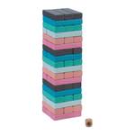 Bunter Wackelturm aus Holz Blau - Pink - Türkis - Holzwerkstoff - 8 x 27 x 8 cm