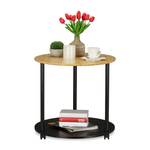 Table d'appoint ronde sur roulettes Noir - Marron - Bambou - Matière plastique - 60 x 59 x 60 cm