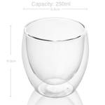 4x Thermo Glas Teeglas Kaffeeglas 250ml Glas - 12 x 21 x 21 cm