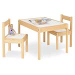 Ensemble de table et chaises pour enfant 3 éléments - Pin partiellement massif Nature / Blanc