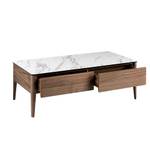 Table basse en porcelaine et bois Marron - Blanc - Porcelaine - Bois massif - Pierre - Bois/Imitation - 120 x 40 x 60 cm