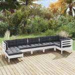 7-tlg. Garten-Lounge-Set mit Kissen Weiß Weiß