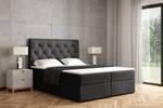 Boxspringbett ROMI Esche Schwarz Dekor - Breite: 180 cm - H3