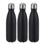 Lot de 3 gourdes inox bouteille eau noir Noir - Argenté