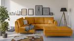 Skandinavisches Ecksofa Amber mit Hocker Gelb - Ecke davorstehend links