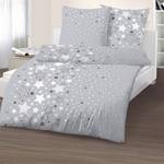 Bettwäsche Sterne Sternchen in Biber Grau - Weiß - Textil - 135 x 200 x 1 cm