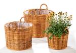 3tlg. Set Blumentopf LACAKPOTSET Braun - Rattan - 51 x 40 x 51 cm