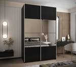 Armoire Lux 4 Noir - Argenté - Largeur : 150 cm