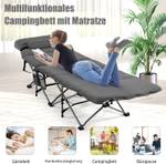 Feldbett Campingbett mit Matratze+Kissen Grau