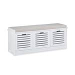 Banc avec espace de rangement blanc Gris - Blanc - Bois manufacturé - Matière plastique - Textile - 105 x 44 x 35 cm