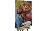 Acrylbild handgemalt Head Up Braun - Massivholz - Textil - 70 x 100 x 4 cm