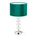 Lampe de chevet verte cristal et velours Vert - Argenté - Verre - Métal - Textile - 26 x 47 x 26 cm