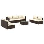 Garten-Lounge-Set (8-teilig) 3013635-2 Braun - Weiß - Metall - Polyrattan - 60 x 30 x 60 cm