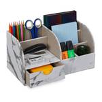 Schreibtisch Organizer Marmoroptik Grau - Weiß - Holzwerkstoff - Kunststoff - Textil - 28 x 15 x 15 cm