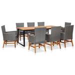 Outdoor-Möbel-Set 3001275 (9-teilig) Grau - Metall - Holzart/Dekor - 100 x 74 x 200 cm