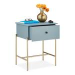 Nachttisch mit Schublade Gold - Grau - Holzwerkstoff - Metall - 46 x 60 x 37 cm