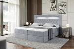 Boxspringbett - NOEL GOLD - LED Grau - Breite: 140 cm - H3