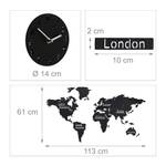 5 Holz mit Weltkarte Uhren