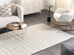 Tapis tressé PERTEK Beige - Blanc - Fourrure véritable - 160 x 1 x 230 cm