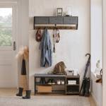 Wandgarderobe FHK26-N Schwarz - Braun - Holzwerkstoff - Metall - 100 x 30 x 20 cm