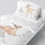 Babybettwäsche Bambi und Klopfer Flanell Grau - Weiß - Textil - 100 x 135 x 1 cm
