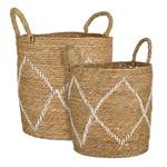 Aufbewahrungskorb Rund (2er-Set) Braun - Naturfaser - 38 x 49 x 38 cm