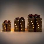 Weihnachtsgeschenke 3er Set mit LEDs Braun - Rot