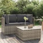 Garten-Lounge-Set 318675 (3-teilig) Grau - Metall - Polyrattan - 57 x 56 x 57 cm