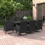 Garten-Essgruppe (9-teilig) 3013433-7 Schwarz - Metall - Polyrattan - 100 x 74 x 200 cm