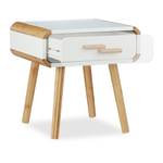 Table de chevet tiroir table console Marron - Blanc - Bambou - Bois manufacturé - 40 x 41 x 40 cm