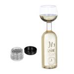 XXL Weinflasche mit Glas Silber - Glas - Metall - 9 x 29 x 9 cm