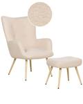 Fauteuil VEJLE Beige - Chêne clair - Fibres naturelles