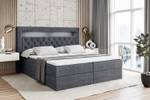 Boxspringbett - NOEL GOLD - LED Schiefergrau - Breite: 180 cm - H4