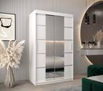 Armoire coulissante VERONA 4 Gris miroir - Blanc - Largeur : 120 cm