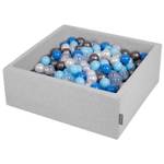 Bällebad Quadrat mit Bällen Blau - Hellgrau - Perlweiß - Silber - Himmelblau - Durchscheinend - Höhe: 30 cm