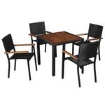 Garten-Essgruppe (5-teilig) 43934 Schwarz - Kunststoff - Polyrattan - 80 x 75 x 80 cm