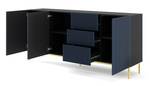 Kommode RavennaF 200x42x87 Schwarz - Blau - Gold