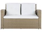 Sitzgruppe LUCA 4-tlg Beige - Blau - Braun - Weiß - Polyrattan - 128 x 77 x 61 cm