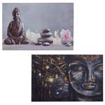 LED-Bild Buddha + Kerzen (2er Set) Holzart/Dekor - Holz teilmassiv - 60 x 40 x 1 cm