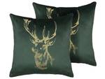 Coussin décoratif BLITZEN Doré - Vert - Textile - 45 x 12 x 45 cm