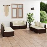 Garten-Lounge-Set (6-teilig) 3013635-12 Braun - Weiß - Metall - Polyrattan - 70 x 60 x 70 cm