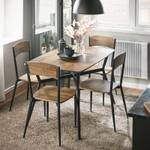 Ensemble de Table et 4 Chaises OGT49-F Noir - Marron - Bois manufacturé - Métal - 110 x 76 x 70 cm